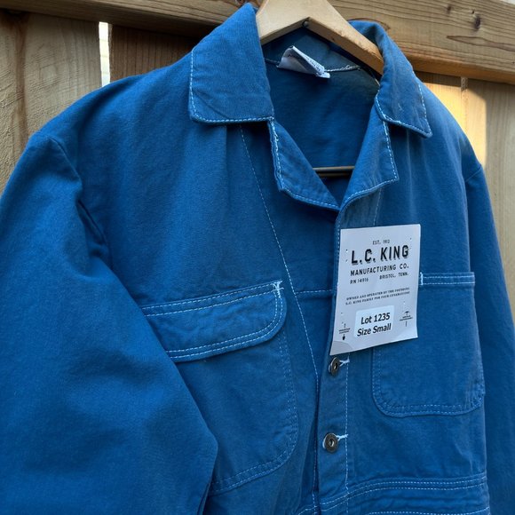 Vintage Pointer Brand Blue Indigo Overdye Chore Jacket Coat Duck Canvas USA - SM - Picture 6 of 14